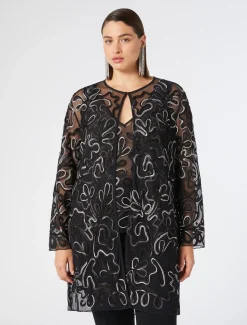 Casacca aperta in tulle plumetis