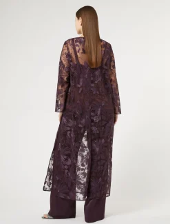 Casacca lunga in tulle con ricami