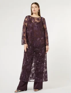 Casacca lunga in tulle con ricami