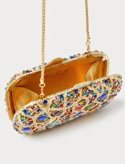 Clutch con strass e cabochon