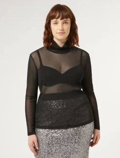 Dolcevita in tulle stretch