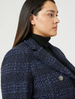 Giacca blazer in tinto filo a fantasia