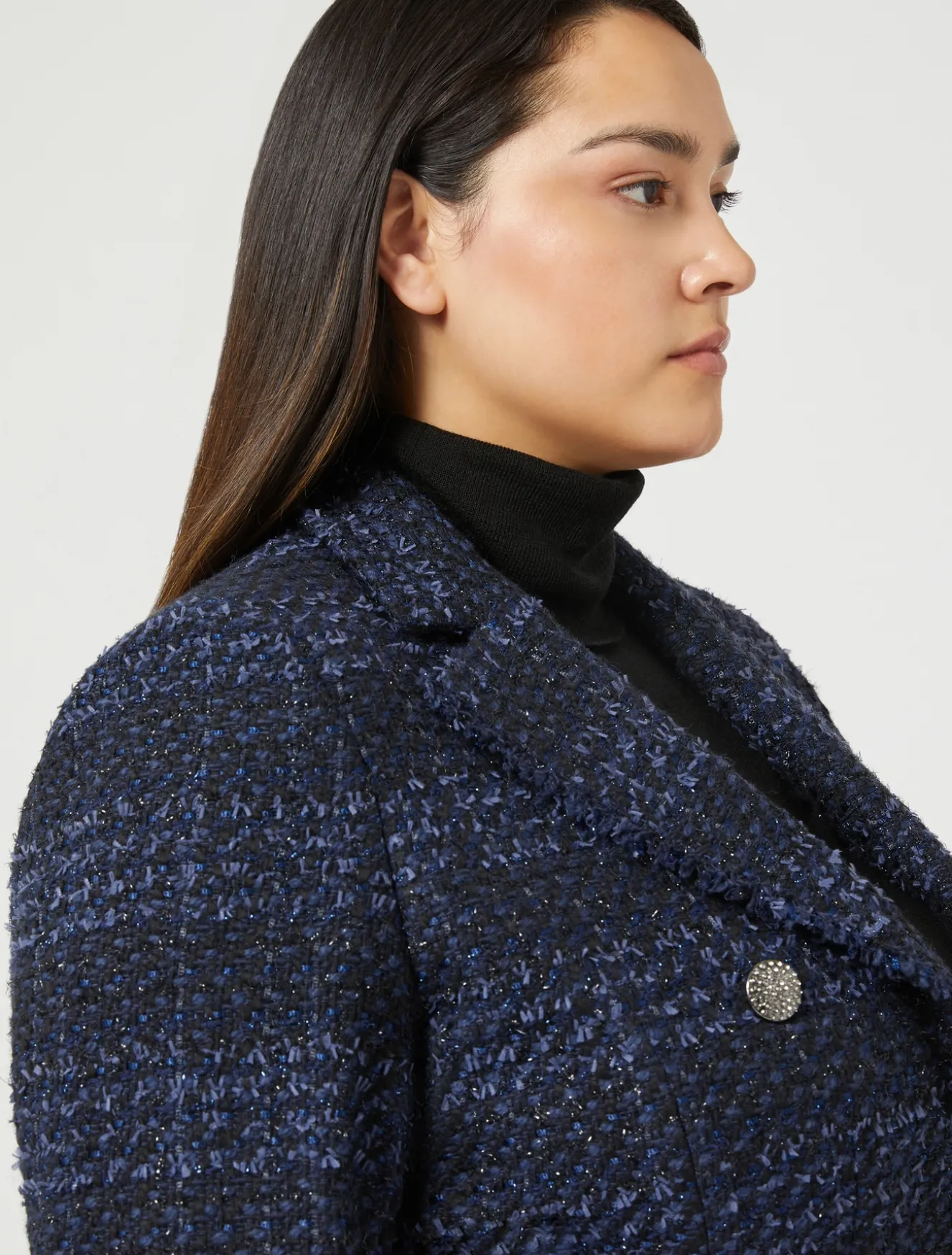 Giacca blazer in tinto filo a fantasia