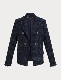 Giacca blazer in tinto filo a fantasia