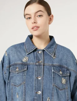 Giacca cropped in denim