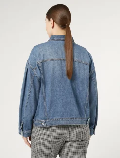 Giacca cropped in denim