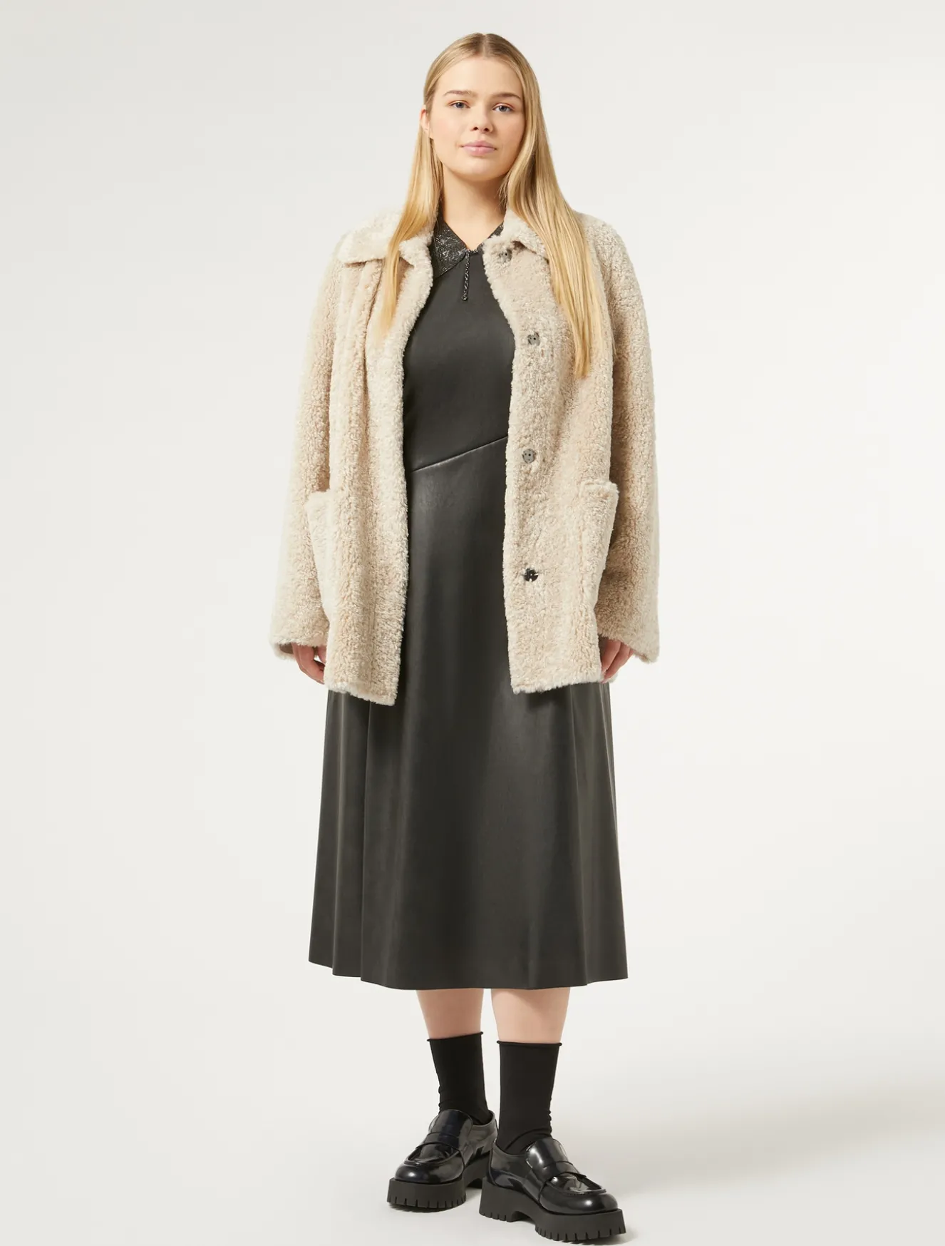 Giaccone in tessuto effetto montone