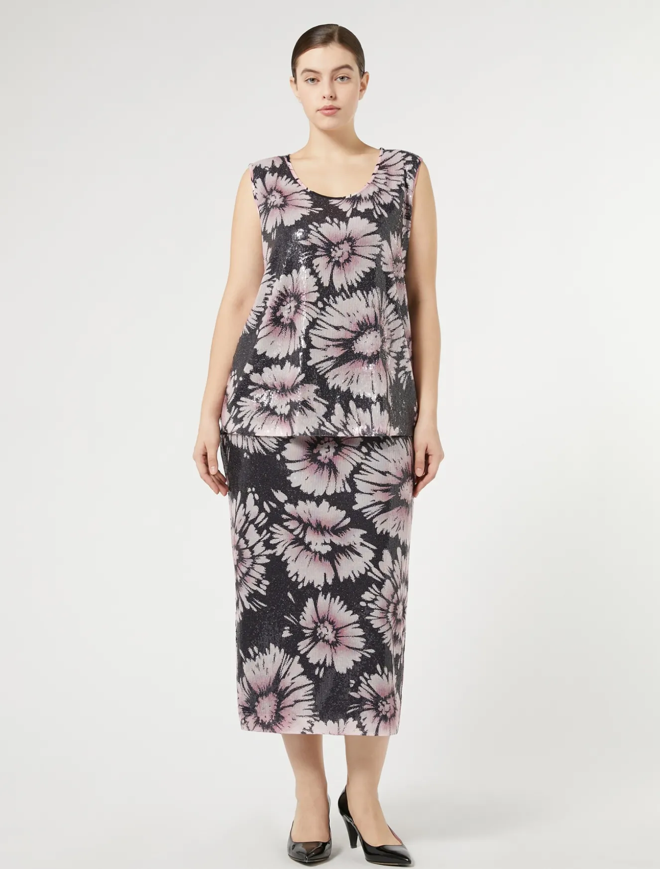 Gonna in paillettes e raso