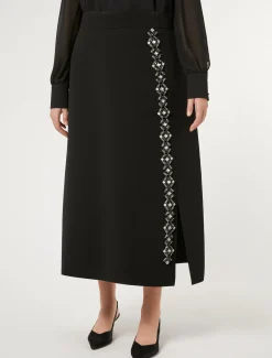 Gonna lunga in cady con strass