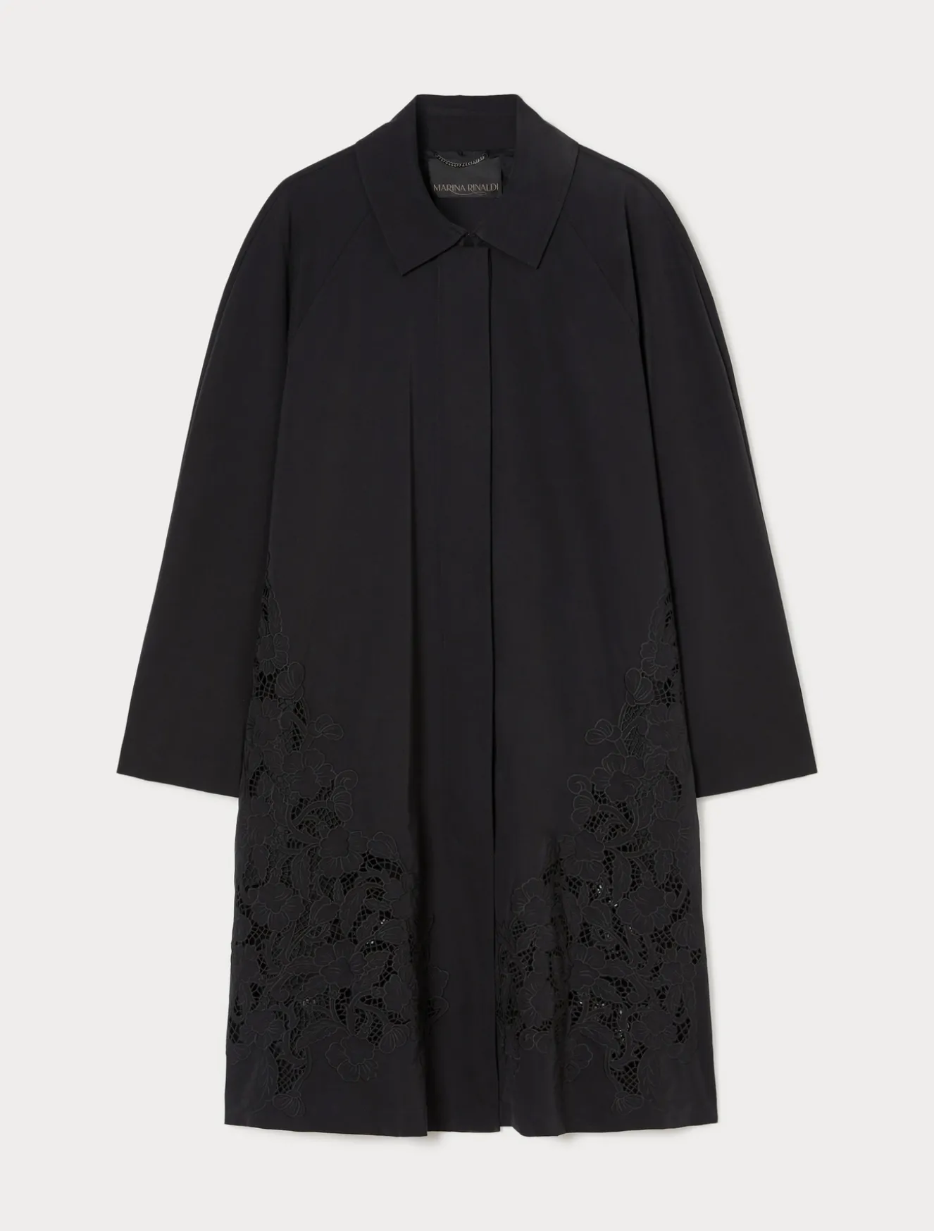 Impermeabile in twill antigoccia con ricamo