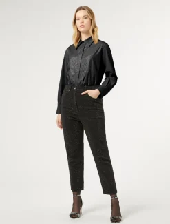 Jeans in denim con strass