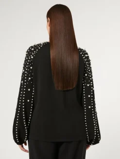 Maglia in viscosa stretch con perle