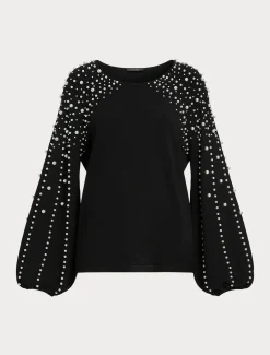 Maglia in viscosa stretch con perle