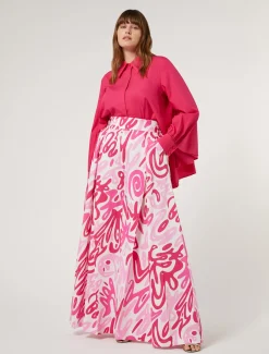 Pantaloni ampi in popeline stampato