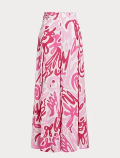 Pantaloni ampi in popeline stampato