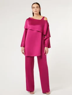 Pantaloni in envers satin lucido