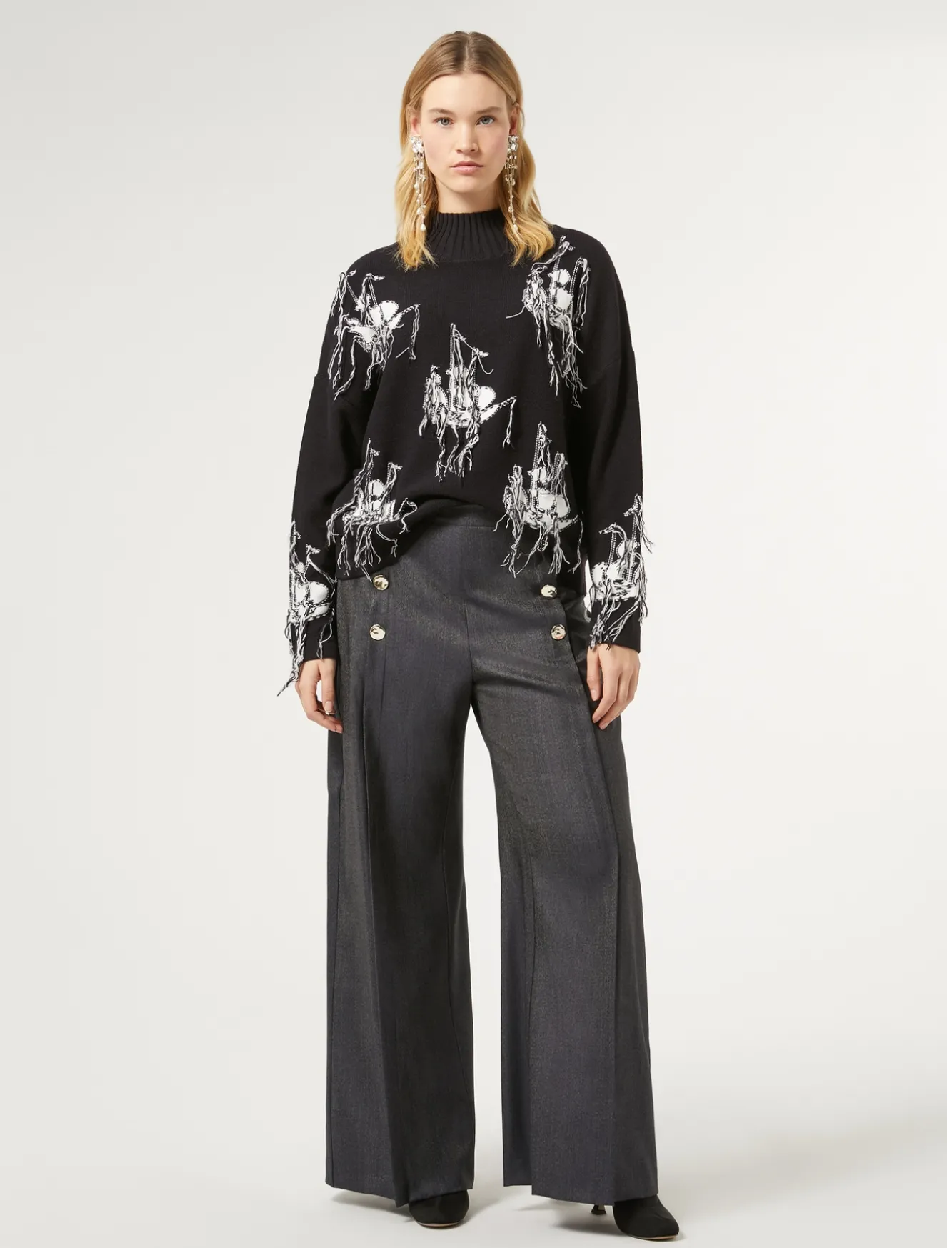 Pantaloni in lana e seta