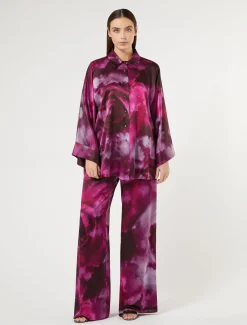 Pantaloni in raso di seta