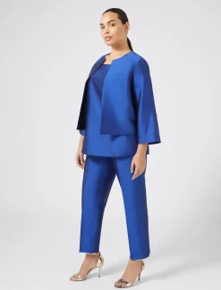 Pantaloni in shantung di pura seta