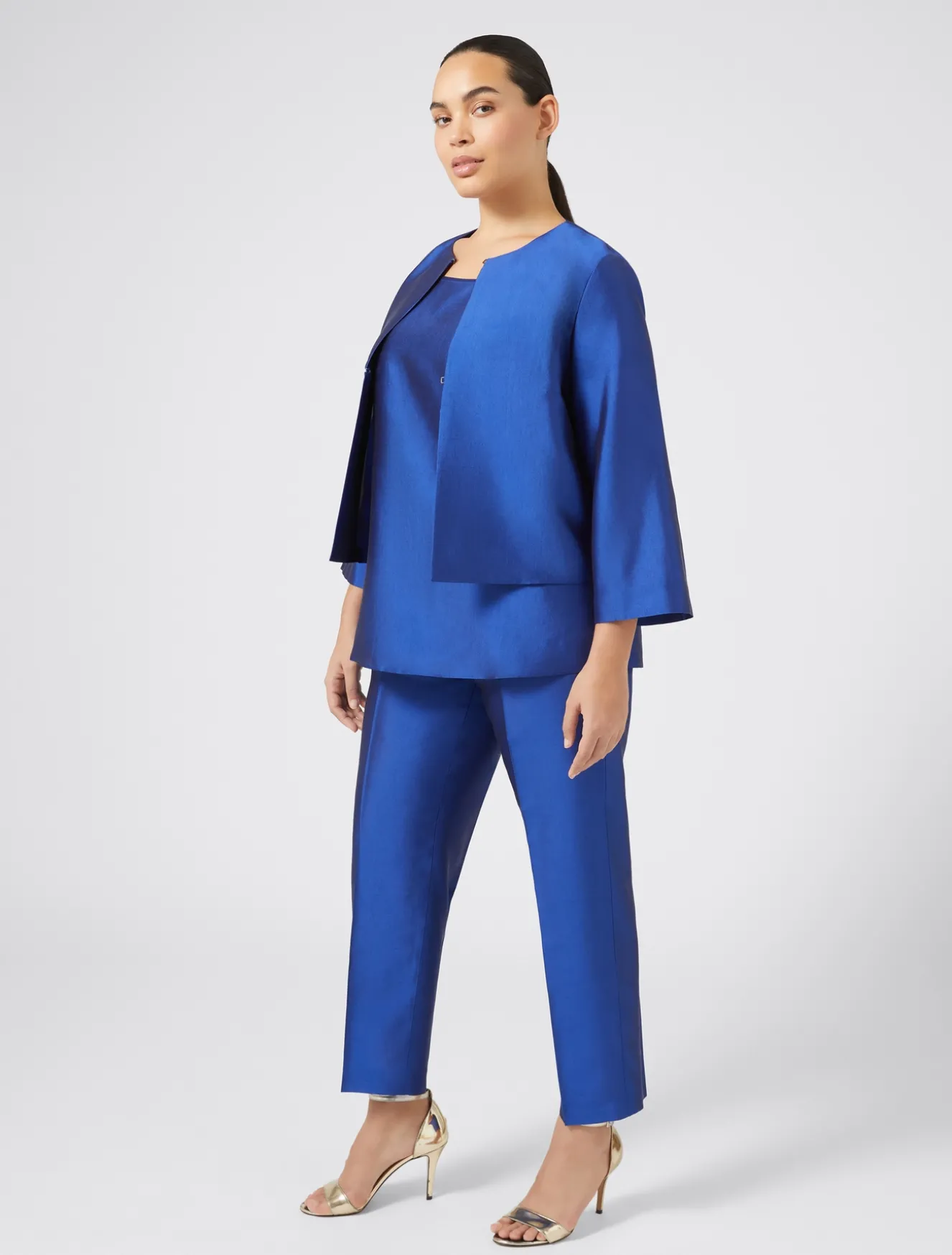 Pantaloni in shantung di pura seta