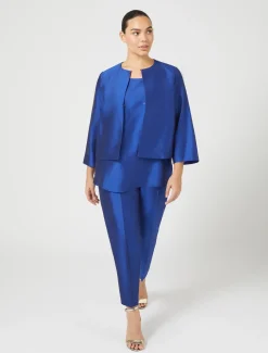 Pantaloni in shantung di pura seta