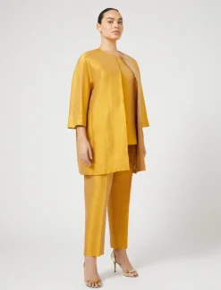 Pantaloni in shantung di pura seta