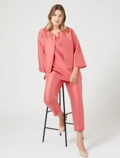 Pantaloni in shantung di pura seta