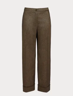 Pantaloni in tessuto tinto filo e viscosa