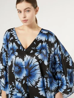 Poncho in raso stampato