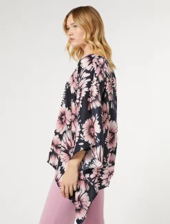 Poncho in raso stampato