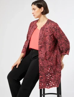 Spolverino in taffetà ricamato