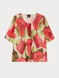 Top in georgette stampata