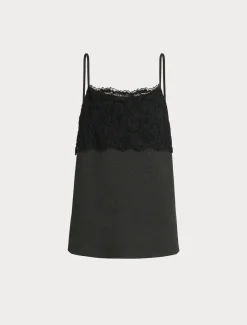 Top in jersey con pizzo