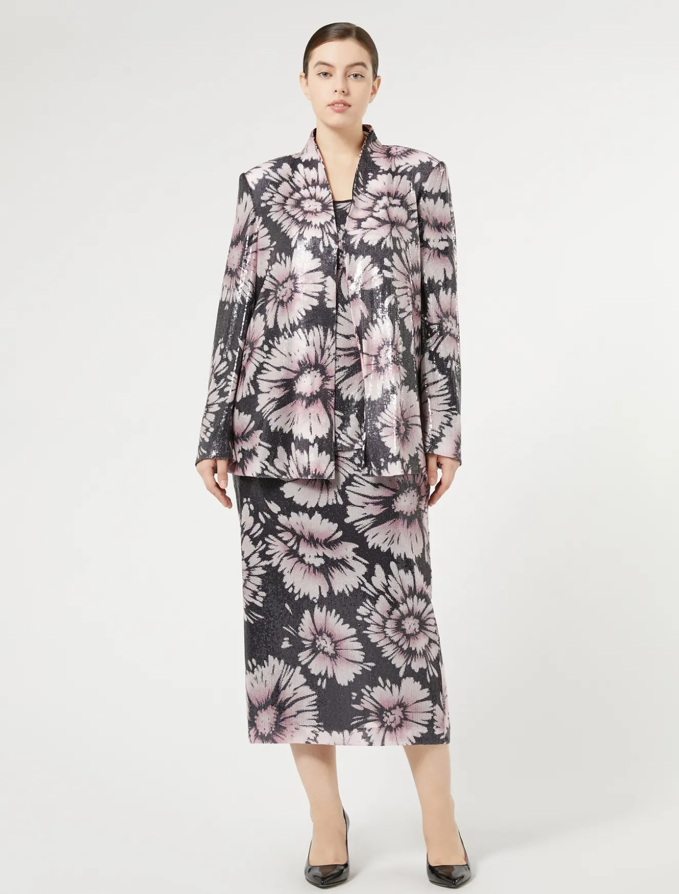 Top in paillettes e raso