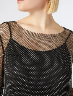 Top in rete con strass