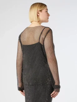 Top in rete con strass