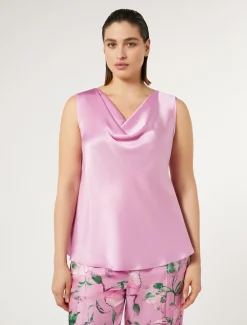 Top in satin con drappeggio