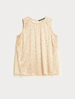 Top in tulle ricamato