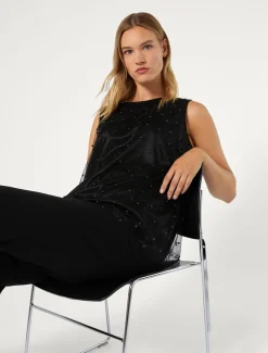 Top in tulle ricamato