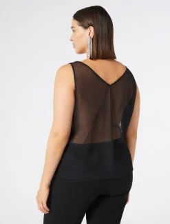 Top in tulle ricamato