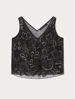Top in tulle ricamato