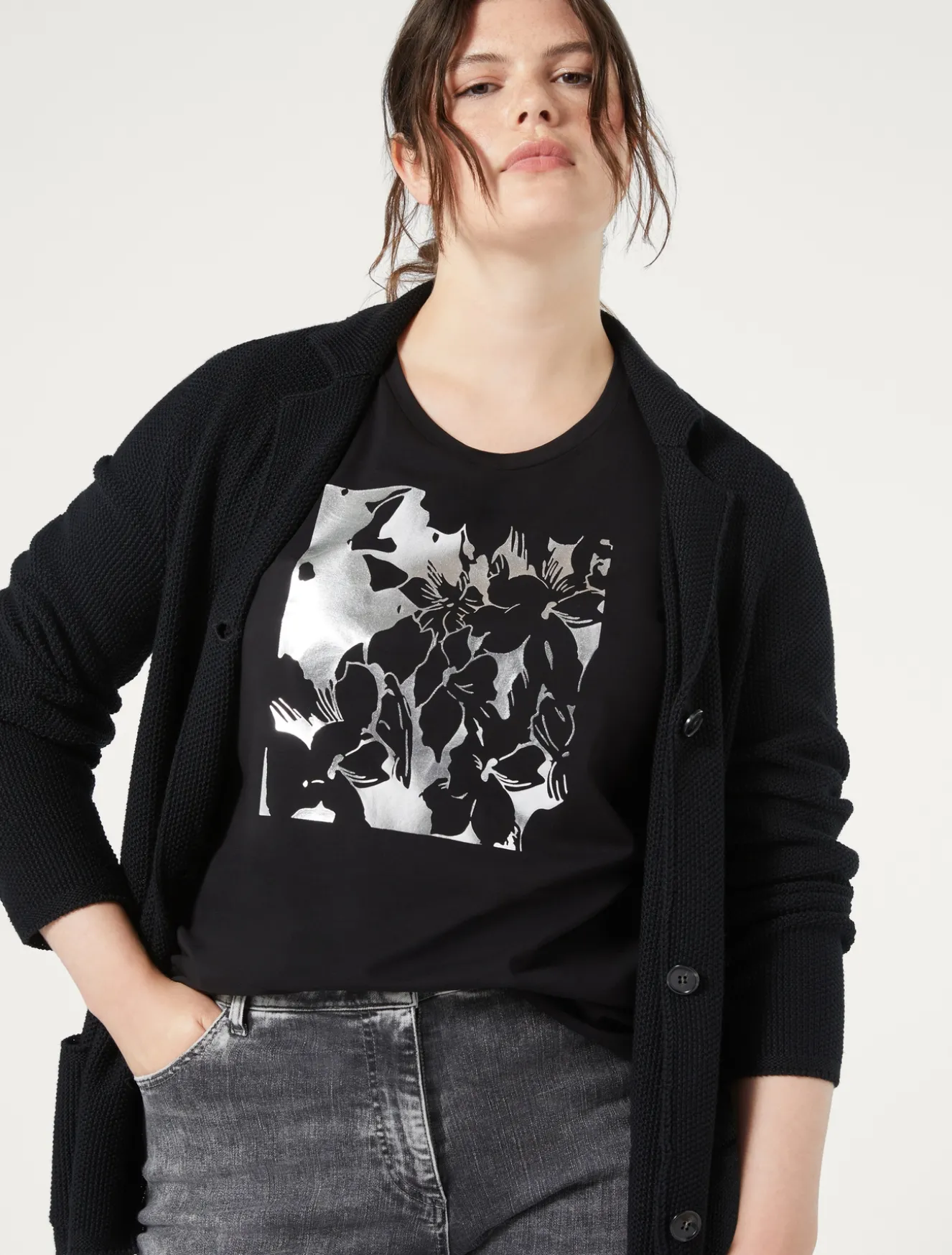 T-shirt in jersey di cotone stretch