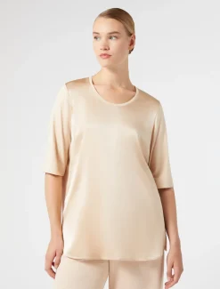 T-shirt in jersey e raso