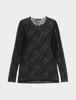 T-shirt in pizzo stretch